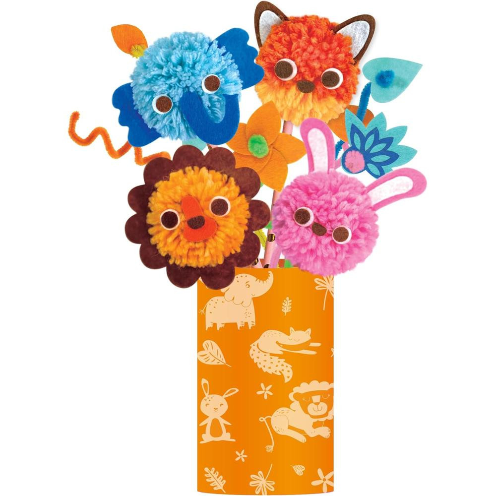 Avenir - Pom Pom Bouquet - Animals Multicolor, activity for kids, pre-cut felts and felt stickers, Perfect work of art to keep for room decoration or to give as a gift, ages 3 Plus - AVCH231927 - Image 6